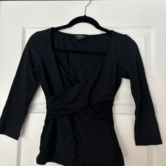 Y2K Vintage Bebe crossover-front ruched waist top - Picture 1 of 2